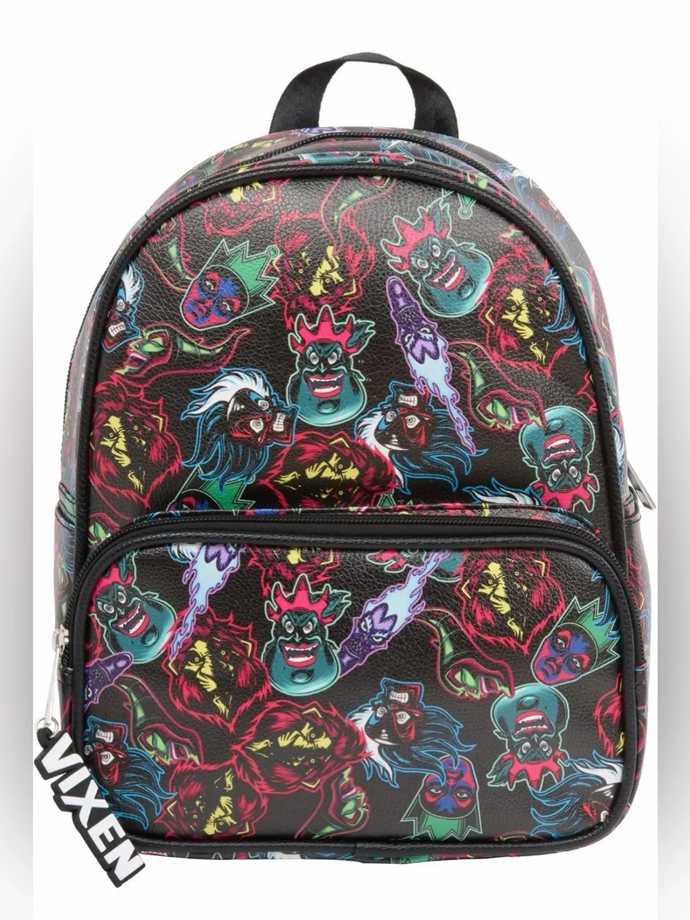 Disney Vixen Black Multicolor Villain Print Mini Backpack